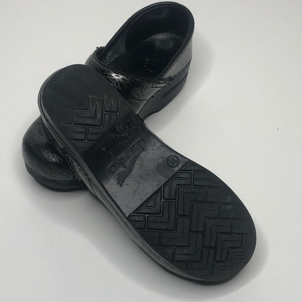 Dansko Black & Silver Patterned Clog Shoes - image 5